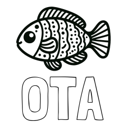 Online izdelana pobarvanka - Pobarvanka imena OTA in otroška pobarvanka ribe