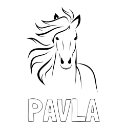 Online izdelana pobarvanka - Pobarvanka imena PAVLA in lepa pobarvanka konja