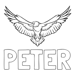 Online izdelana pobarvanka - Pobarvanka imena PETER in pobarvanka orla s široko razprtimi krili