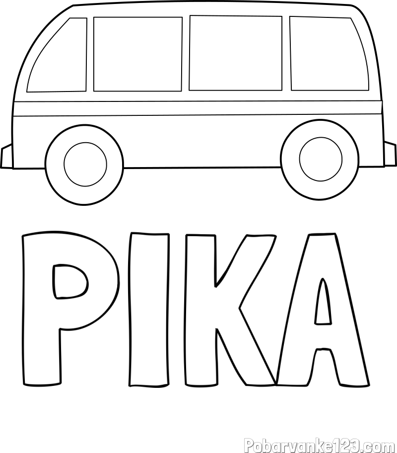 Pobarvanka imena PIKA in avtobus