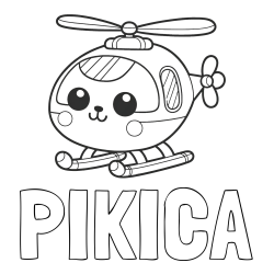 Online izdelana pobarvanka - Pobarvanka imena PIKICA in otroška pobarvanka helikopterja