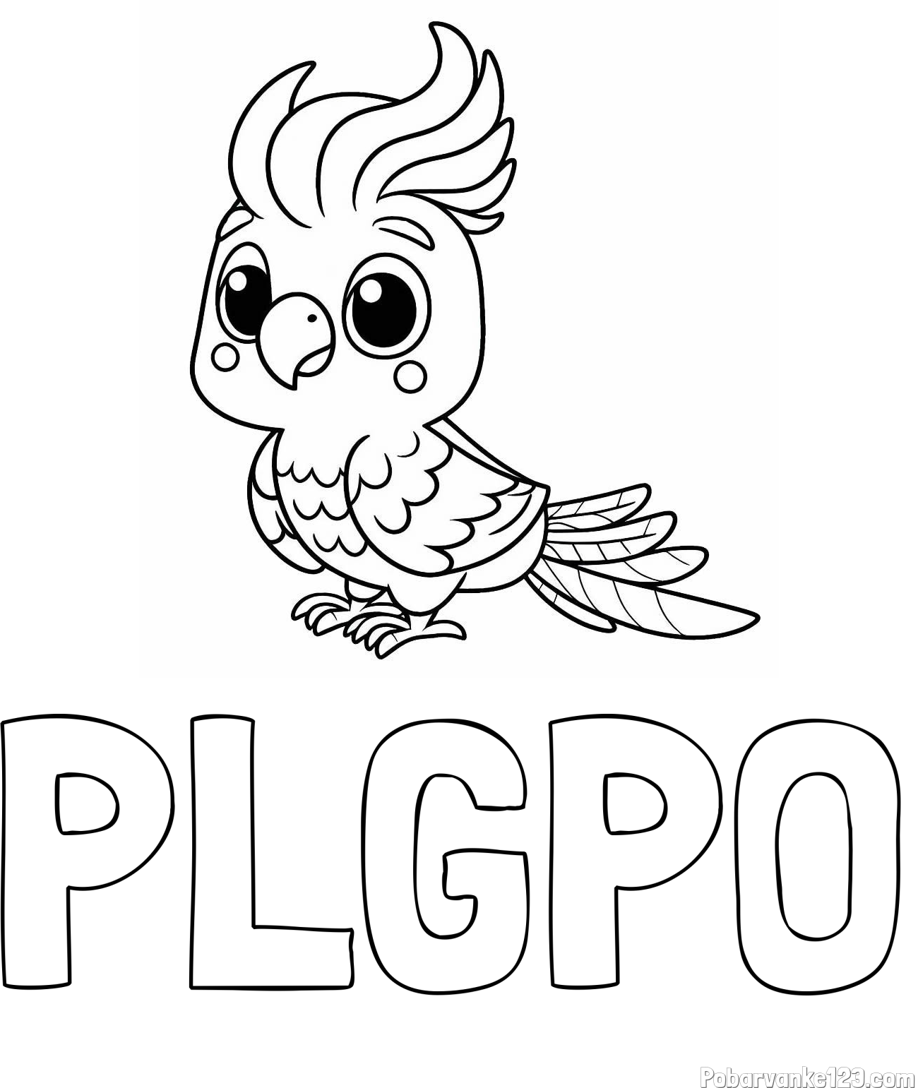 Pobarvanka imena PLGPO in pobarvanka ljubke papige