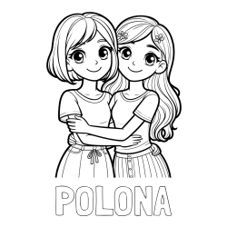Online izdelana pobarvanka - Pobarvanka imena POLONA in pobarvanka ljubkih prijateljic