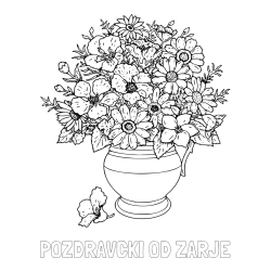 Online izdelana pobarvanka - Pobarvanka imena POZDRAVCKI OD ZARJE in pobarvanka cvetja v vazi