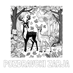 Online izdelana pobarvanka - Pobarvanka imena POZDRAVCKI ZARJA in pobarvanka srnice in jelenčka