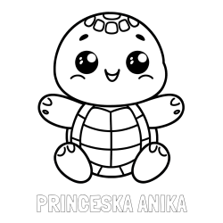 Online izdelana pobarvanka - Pobarvanka imena PRINCESKA ANIKA in otroška pobarvanka ljubke in nasmejane želvice
