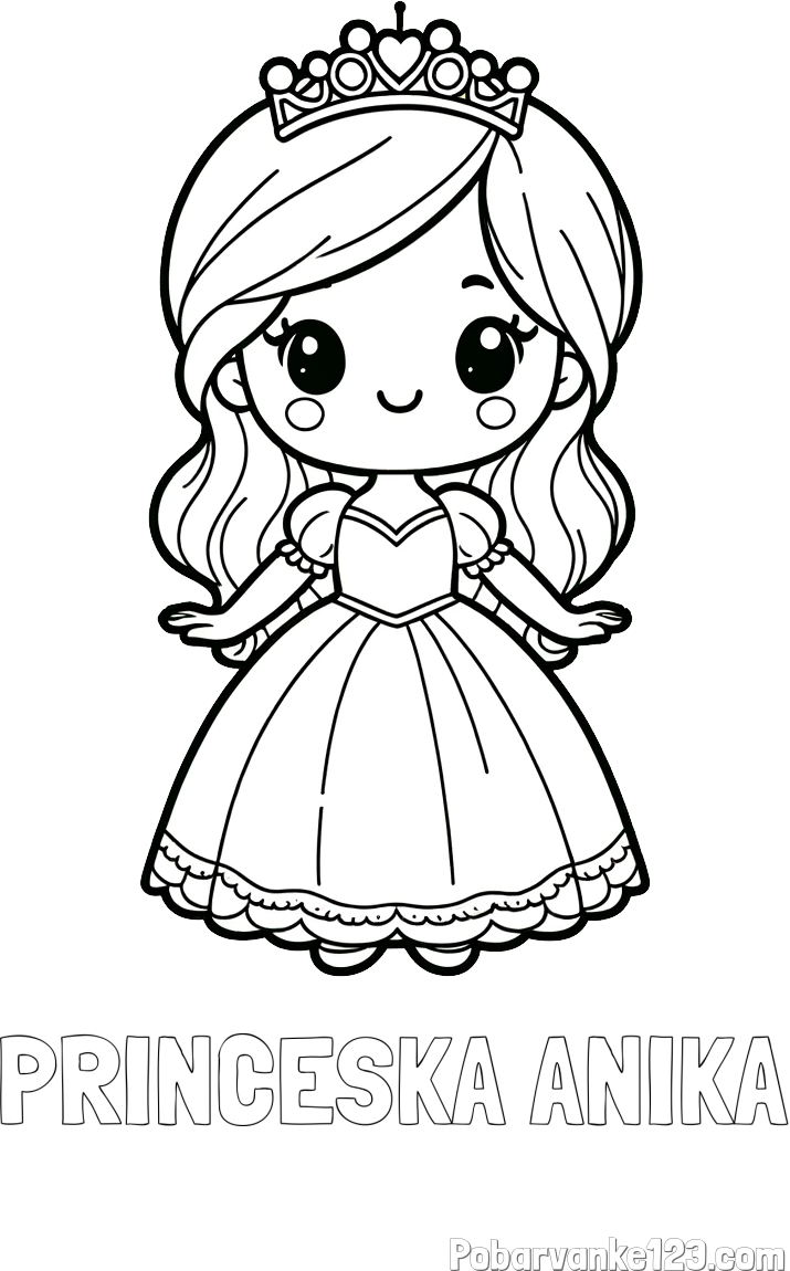 Pobarvanka imena PRINCESKA ANIKA in pobarvanka ljubke princeske
