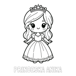 Online izdelana pobarvanka - Pobarvanka imena PRINCESKA ANIKA in pobarvanka ljubke princeske