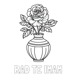 Online izdelana pobarvanka - Pobarvanka imena RAD TE IMAM in pobarvanka vrtnice v vazi