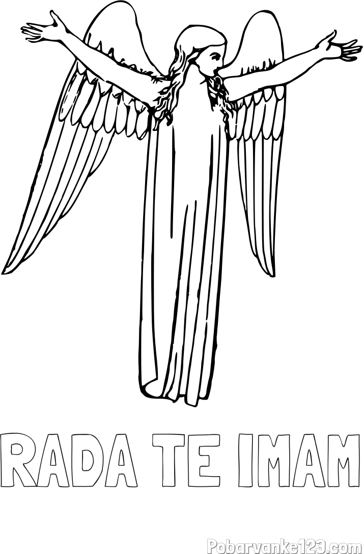Pobarvanka imena RADA TE IMAM in lepa pobarvanka angela