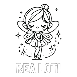 Online izdelana pobarvanka - Pobarvanka imena REA LOTI in otroška pobarvanka čarobne vile