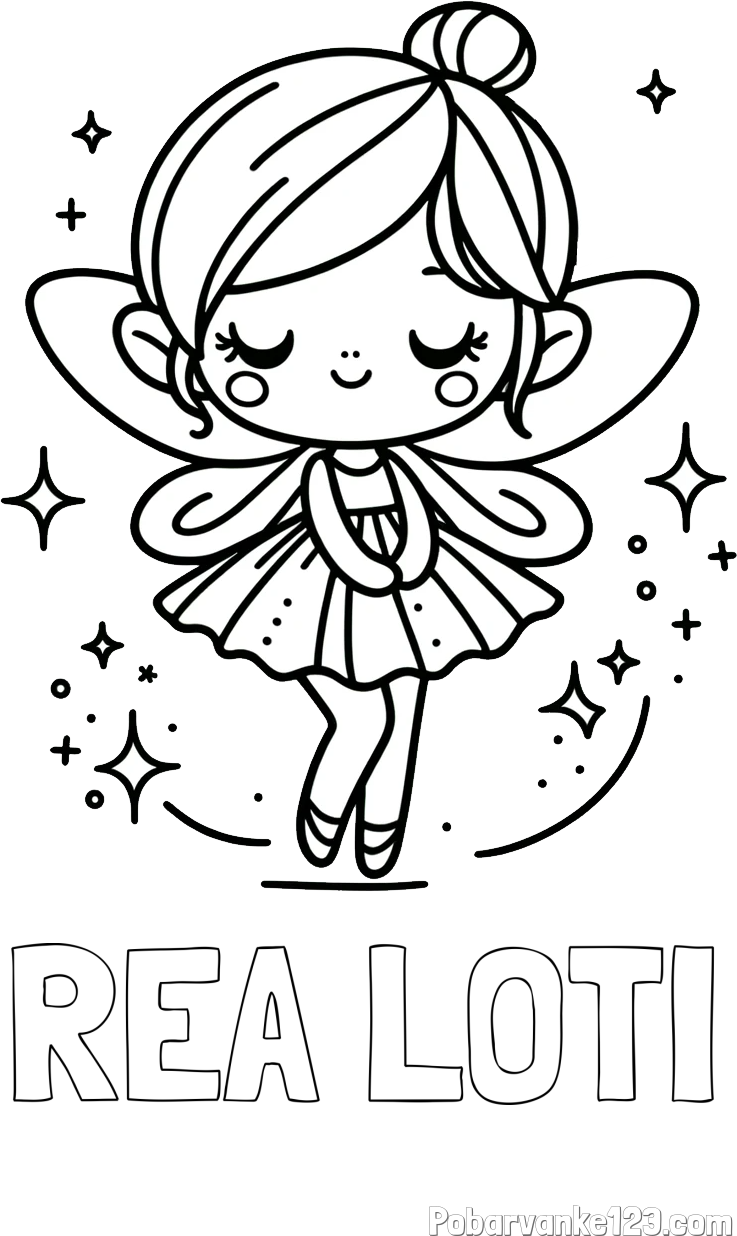 Pobarvanka imena REA LOTI in otroška pobarvanka čarobne vile