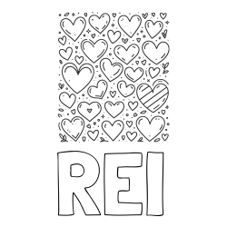 Online izdelana pobarvanka - Pobarvanka imena REI in pobarvanka različnih srčkov