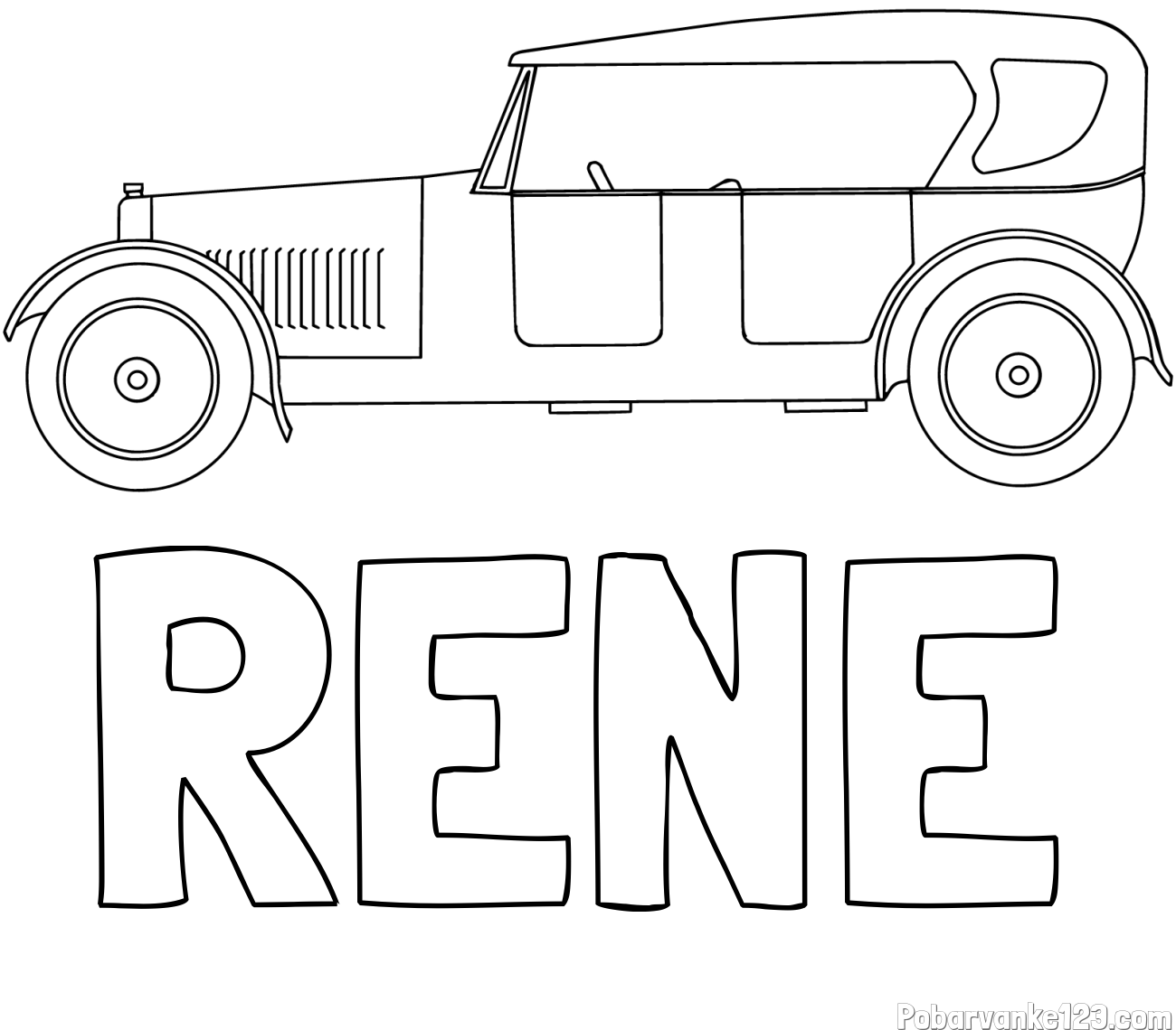 Pobarvanka imena RENE in star avto