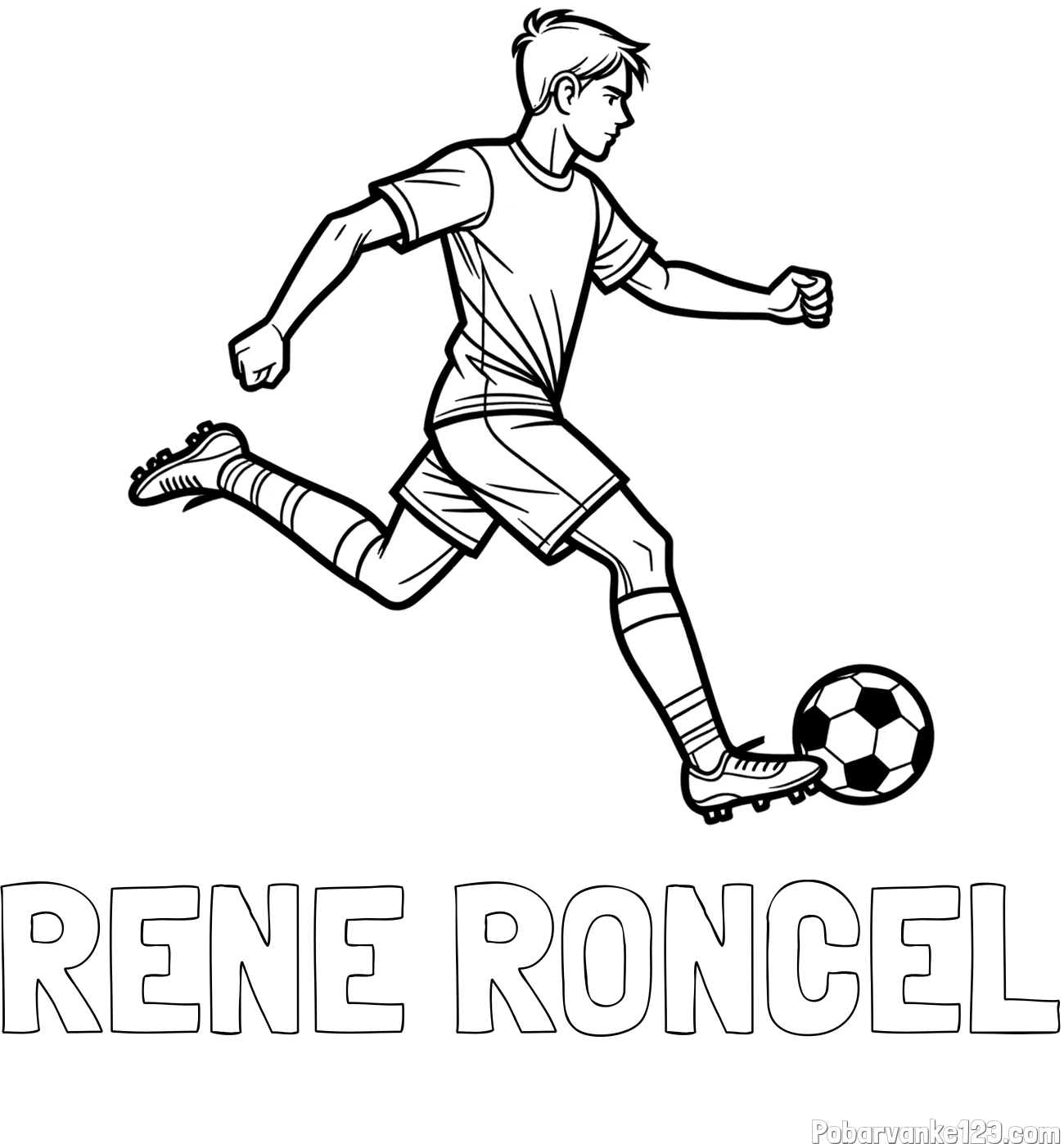 Pobarvanka imena RENE RONČEL in pobarvanka nogometaša v napadu