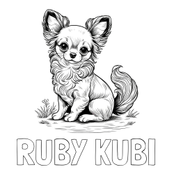 Online izdelana pobarvanka - Pobarvanka imena RUBY KUBI in pobarvanka ljubke čivave