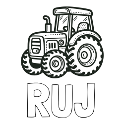 Online izdelana pobarvanka - Pobarvanka imena RUJ in pobarvanka čudovitega traktorja