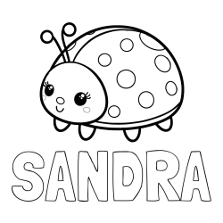 Online izdelana pobarvanka - Pobarvanka imena SANDRA in pobarvanka ljubke pikapolonice