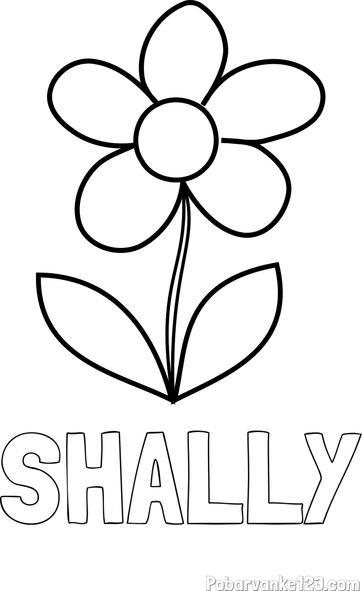 Pobarvanka imena SHALLY in pobarvanka lepe cvetlice