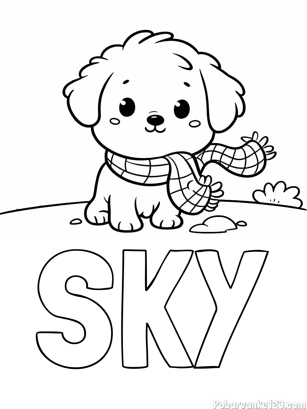 Pobarvanka imena SKY in pobarvanka prikupnega psička