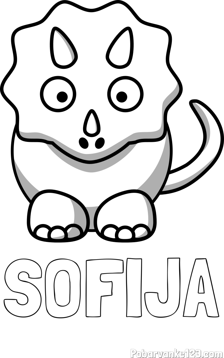 Pobarvanka imena SOFIJA in pobarvanka dinozavra triceratops