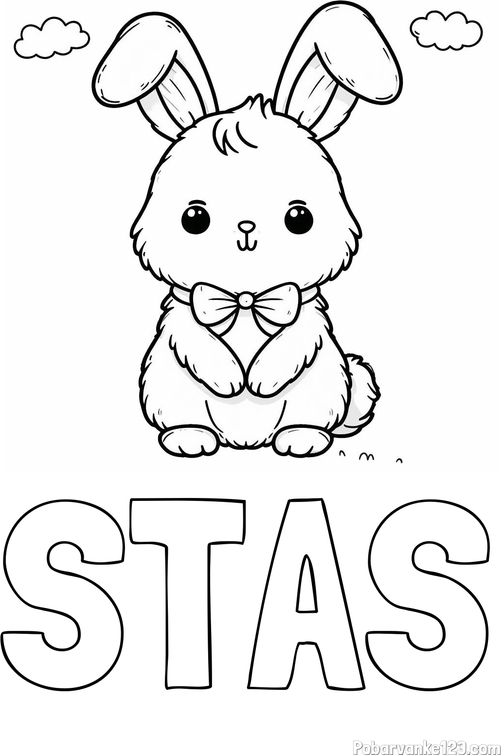 Pobarvanka imena STAŠ in pobarvanka prikupnega zajčka