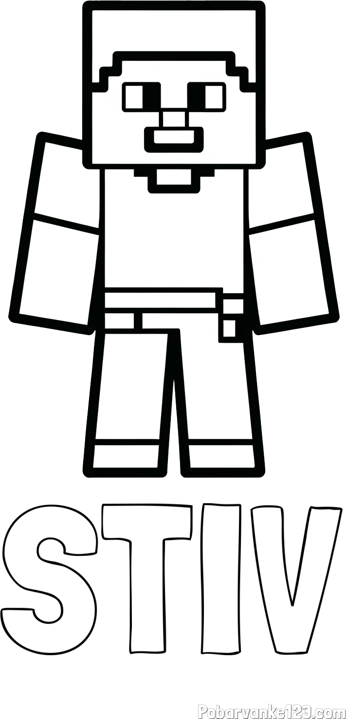 Pobarvanka imena STIV in pobarvanka Minecraft figurice