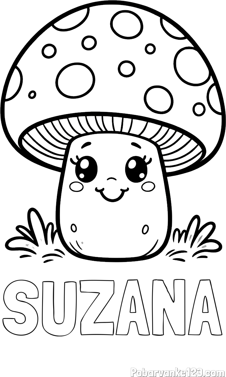 Pobarvanka imena SUZANA in pobarvanka ljubke gobe