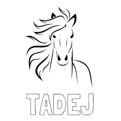 Online izdelana pobarvanka - Pobarvanka imena TADEJ in lepa pobarvanka konja