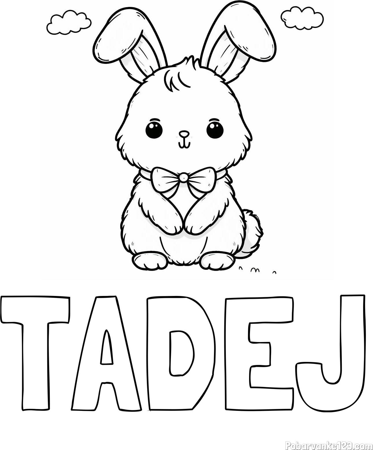 Pobarvanka imena TADEJ in pobarvanka prikupnega zajčka