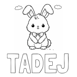 Online izdelana pobarvanka - Pobarvanka imena TADEJ in pobarvanka prikupnega zajčka