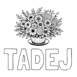 Online izdelana pobarvanka - Pobarvanka imena TADEJ in pobarvanka velikega šopka rož