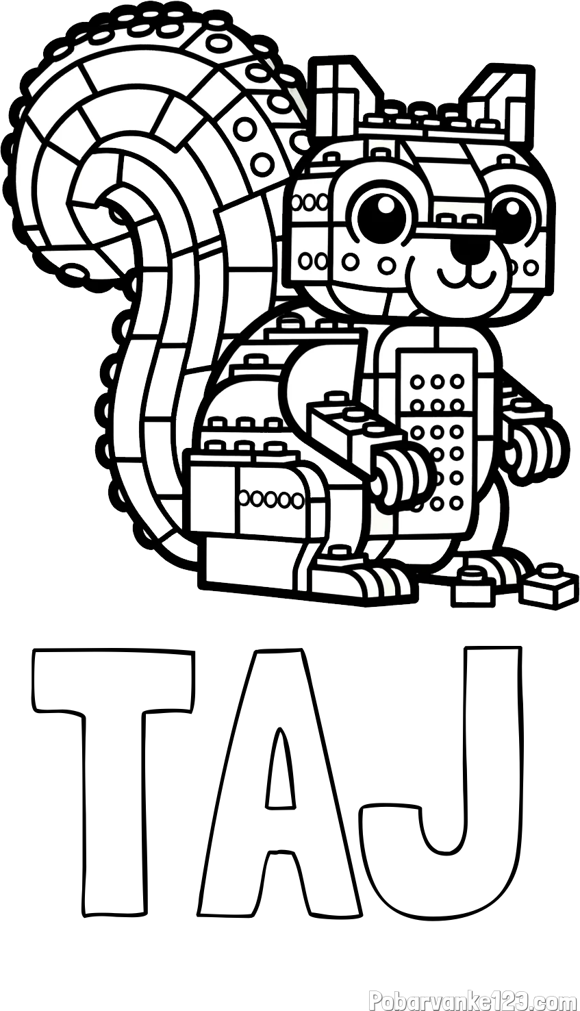 Pobarvanka imena TAJ in pobarvanka LEGO veverice