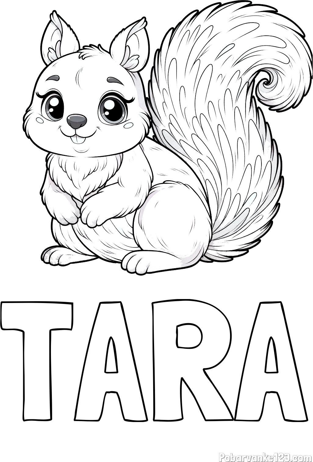 Pobarvanka imena TARA in pobarvanka prikupne veverice