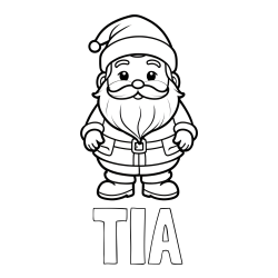 Online izdelana pobarvanka - Pobarvanka imena TIA in simpatična pobarvanka Božička