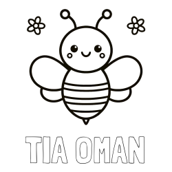 Online izdelana pobarvanka - Pobarvanka imena TIA OMAN in otroška pobarvanka čebele