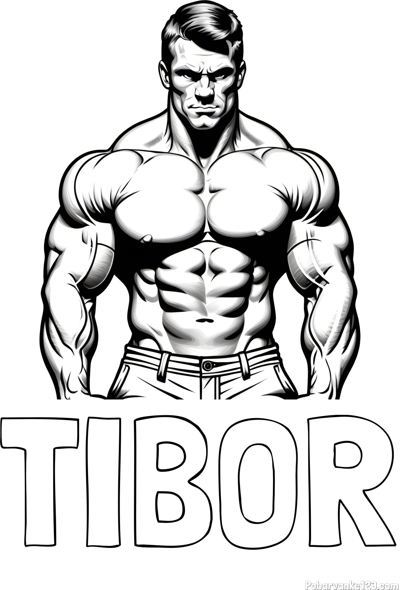 Pobarvanka imena TIBOR in pobarvanka bodybuilder-ja
