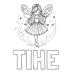 Online izdelana pobarvanka - Pobarvanka imena TIHE in pobarvanka ljubke čarobne vile