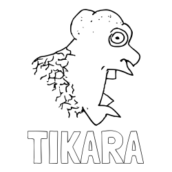 Online izdelana pobarvanka - Pobarvanka imena TIKARA in pobarvanka glave pošasti