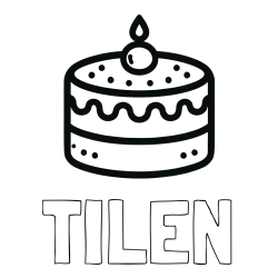 Online izdelana pobarvanka - Pobarvanka imena TILEN in otroška pobarvanka majhne torte