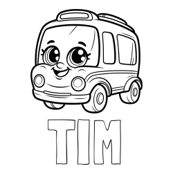Online izdelana pobarvanka - Pobarvanka imena TIM in pobarvanka nasmejanega avtobusa