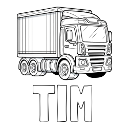 Online izdelana pobarvanka - Pobarvanka imena TIM in pobarvanka velikega tovornjaka