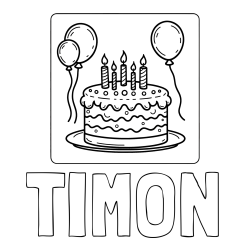 Online izdelana pobarvanka - Pobarvanka imena TIMON in pobarvanka torte za 5. rojstni dan
