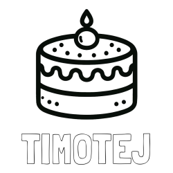 Online izdelana pobarvanka - Pobarvanka imena TIMOTEJ in otroška pobarvanka majhne torte