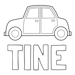 Online izdelana pobarvanka - Pobarvanka imena TINE in pobarvanka avta