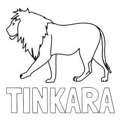Online izdelana pobarvanka - Pobarvanka imena TINKARA in otroška pobarvanka leva