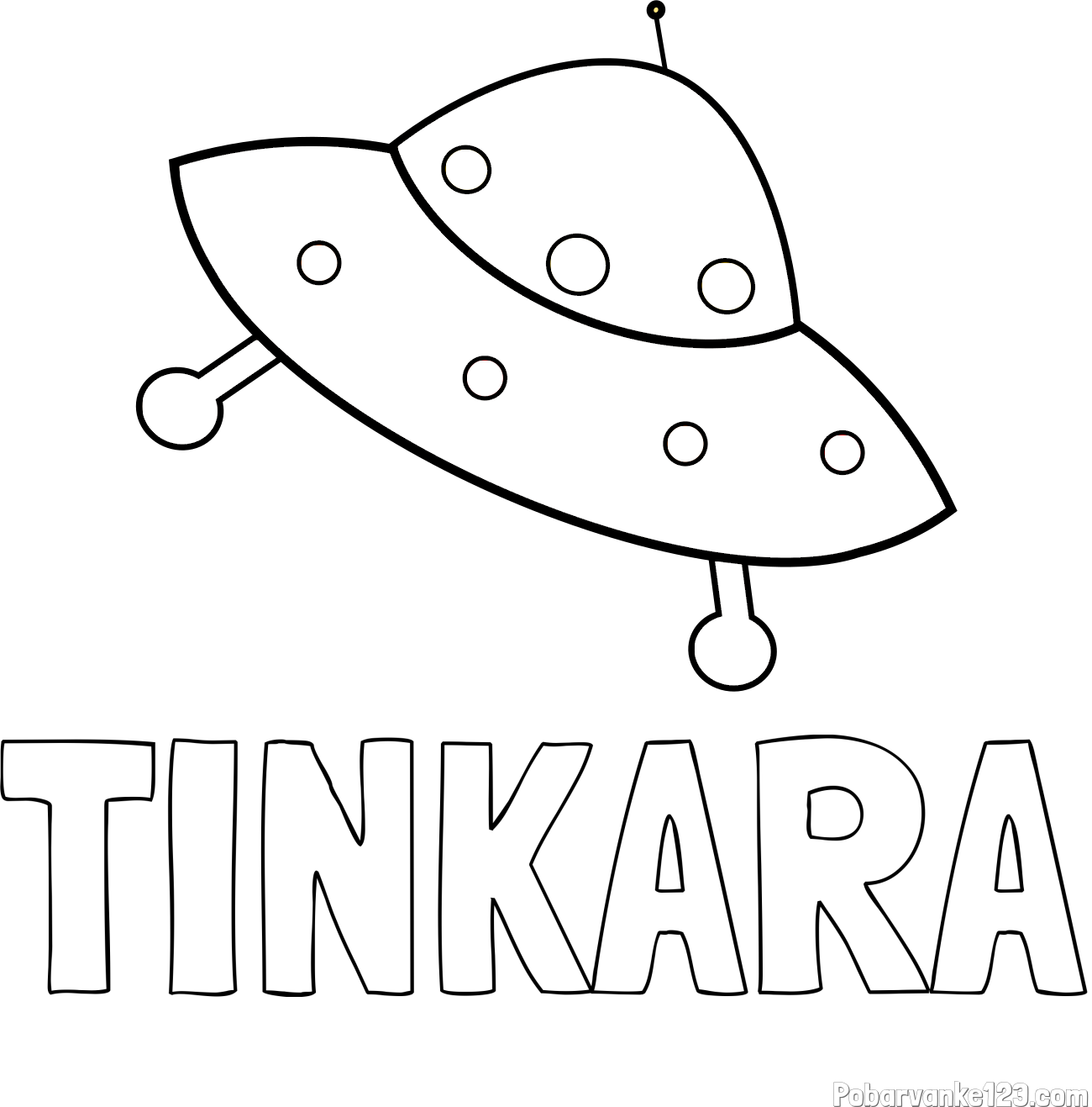 Pobarvanka imena TINKARA in otroška pobarvanka vesoljskega plovila