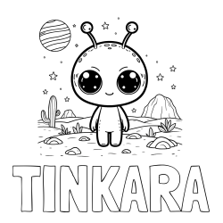Online izdelana pobarvanka - Pobarvanka imena TINKARA in pobarvanka marsovca