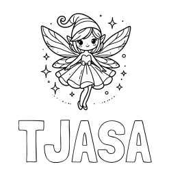 Online izdelana pobarvanka - Pobarvanka imena TJAŠA in otroška pobarvanka čudovite vile