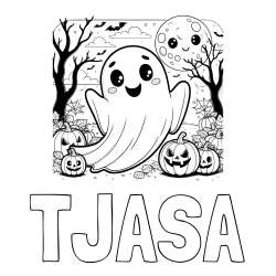 Online izdelana pobarvanka - Pobarvanka imena TJAŠA in pobarvanka ljubkega duhca in buč za noč čarovnic